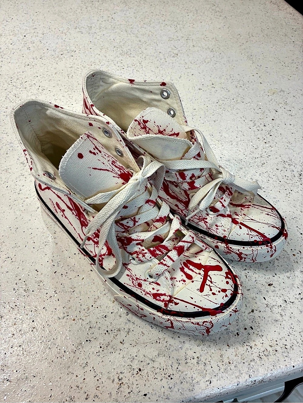Splatter Print Sneakers in White & Red